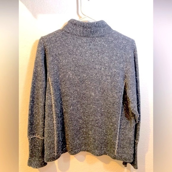 346. Woolrich 1/4 zip Grey heathered sweater & lambswool stitching MP - Picture 2 of 6